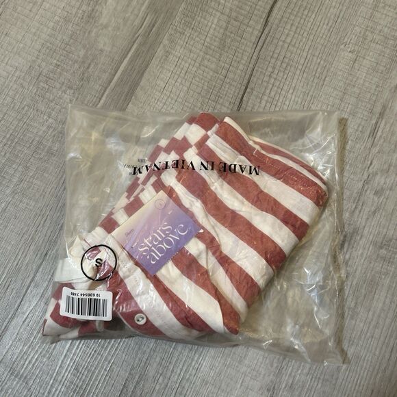 NWT Stars Above Women's Linen Blend Striped Pajama Shorts Small Red White - Picture 5 of 16